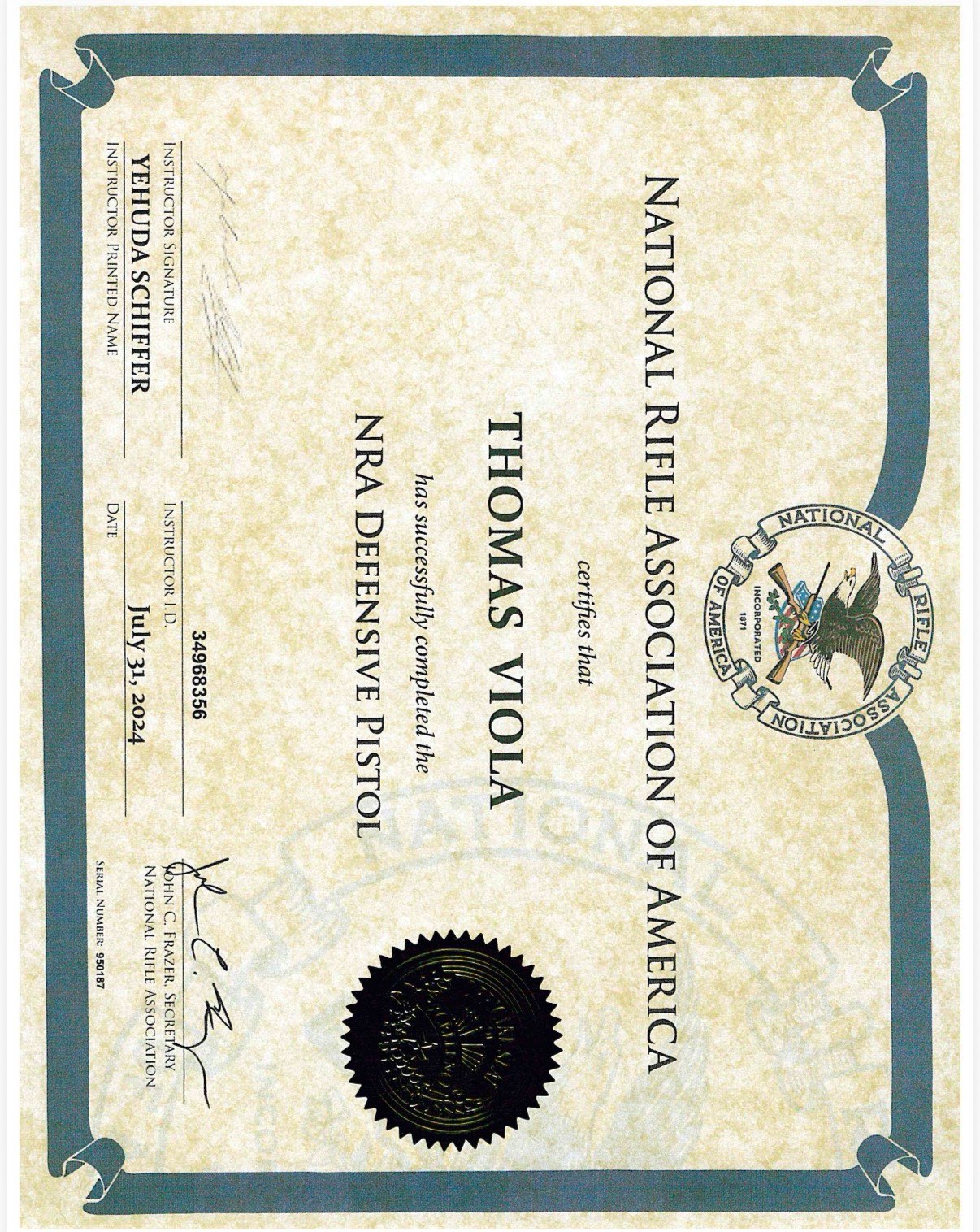 NRA Defensive Pistol Completion - Thomas Viola